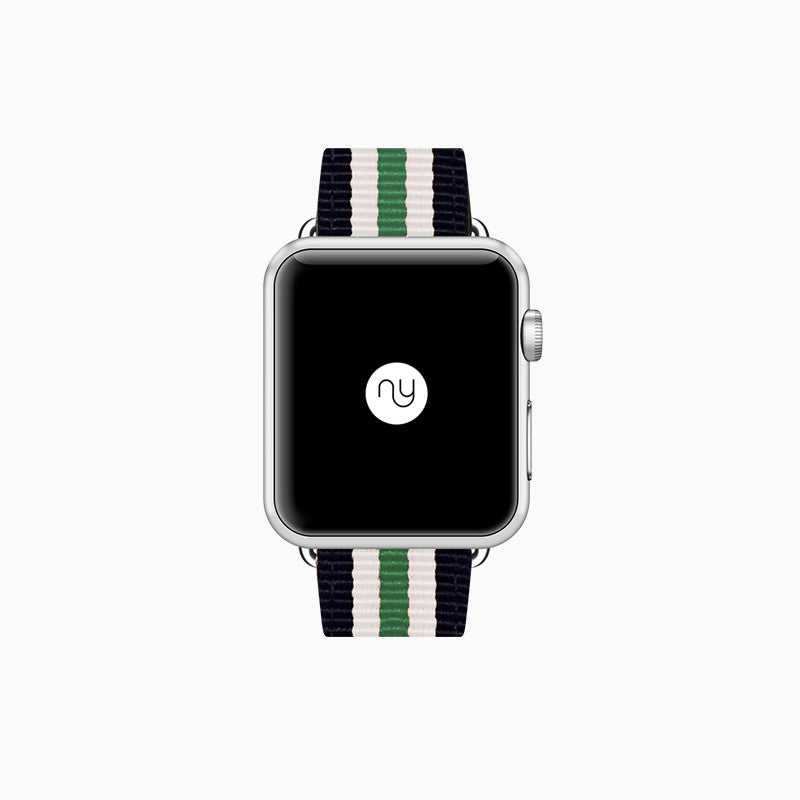 Grön - Apple Watch Nylon Band Navy/White/Green